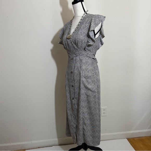 Sienna Sky Monochrome Ruffle Midi Dress sz xs - Picture 4 of 14